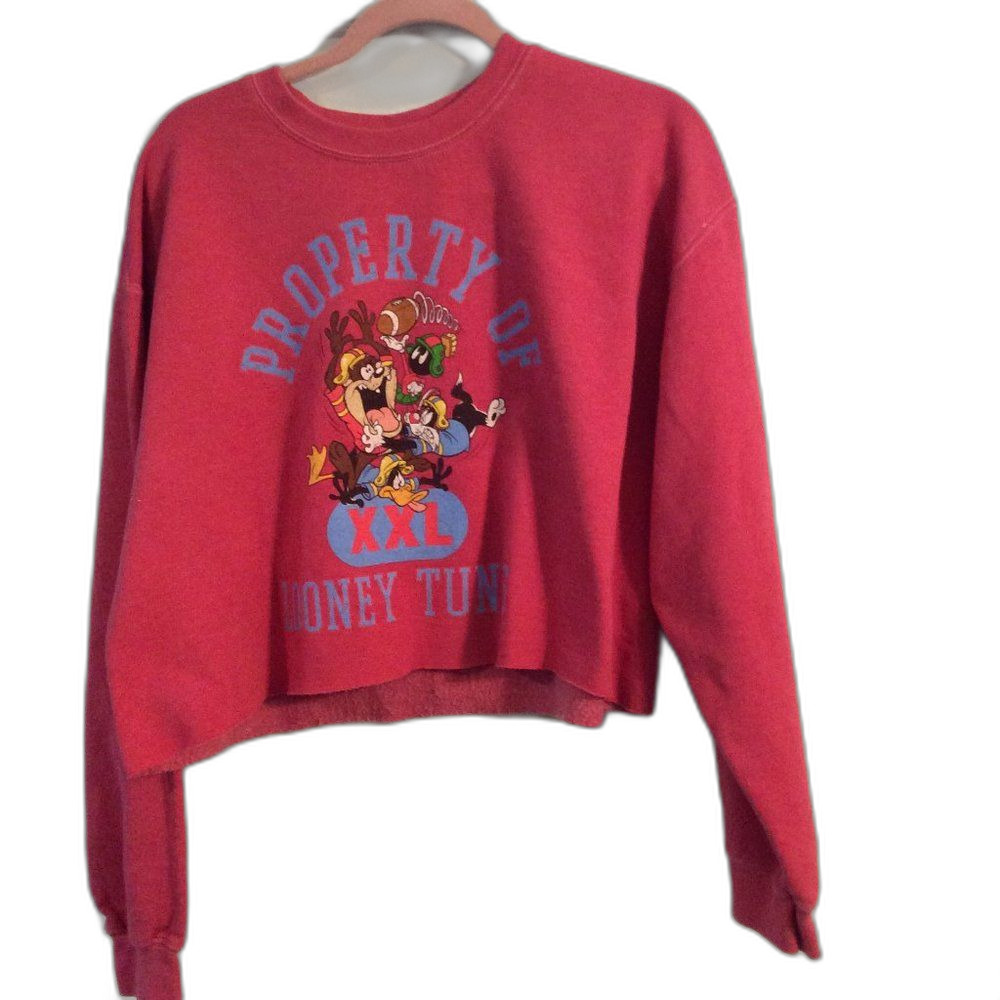 Looney Tune cropped sweat shirt womens red Large L